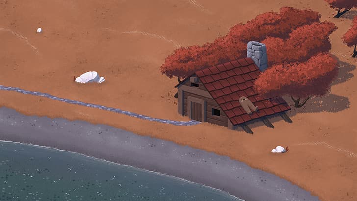 Gondola (Character), beach, cabin, HD wallpaper