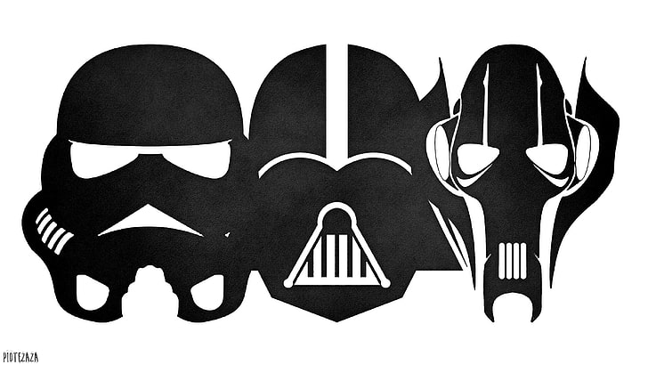 black and white heart print textile, Star Wars, Darth Vader, stormtrooper, grievous, HD wallpaper