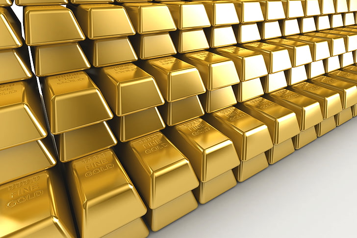 barras de ouro, plano de fundo, metal, ouro, lingote, HD papel de parede