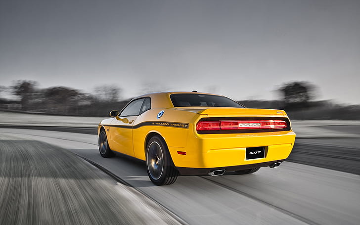 Dodge Challenger Casaco Amarelo, Dodge Challenger, Muscle Car, HD papel de parede