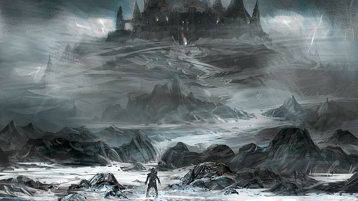 video game screenshot, artwork, castle, fantasy art, HD wallpaper