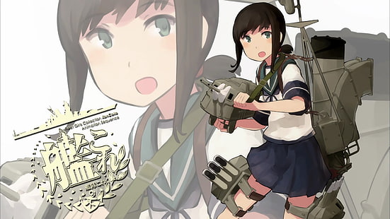 Coleção Kantai, anime, garotas de anime, Fubuki (KanColle), uniforme escolar, HD papel de parede HD wallpaper