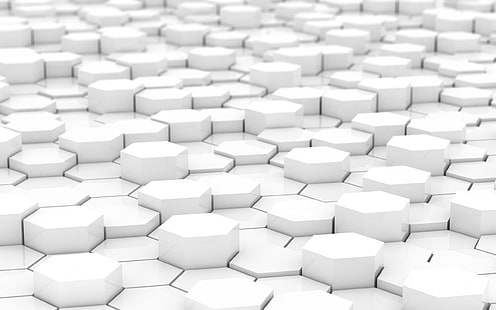 white hexagonal tiles platform, white, simple, hexagon, abstract, digital art, HD wallpaper HD wallpaper