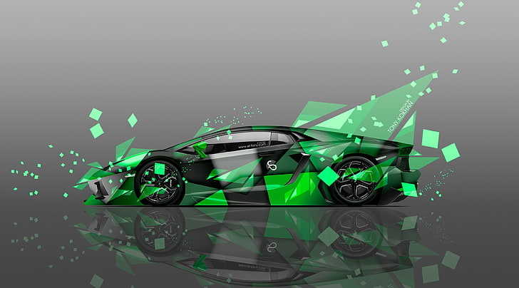 Lamborghini Aventador Side Aerography Car ..., gris deportivo coupe digital wallpaper, Aero, Arte vectorial, Fondo de pantalla HD