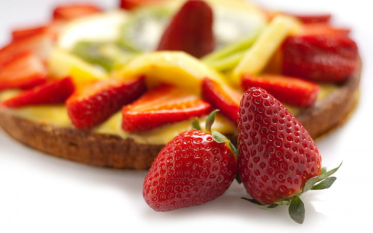 Dessertkuchen Beeren, Kuchen, Gebäck, Dessert, Sahne, Süßigkeiten, Beeren, Erdbeeren, HD-Hintergrundbild