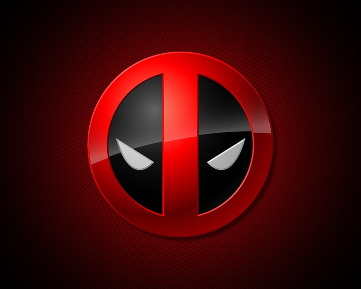 круглый красный и черный логотип, Дэдпул, HD обои
