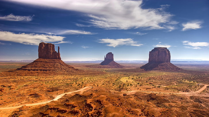 desert, monument valley, utah, usa, united states, sky, skies, arizona, sandstone, landscape, HD wallpaper