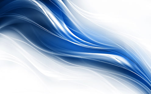 液体フラクタルブルーウェーブ、青と白の壁紙、抽象、、青、液体、 HDデスクトップの壁紙 HD wallpaper