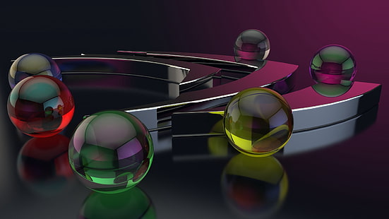 Nvidia logo, balls, form, glass, surface, gloss, HD wallpaper HD wallpaper