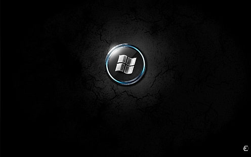 شعار مايكروسوفت ويندوز ، ويندوز ، أسود ، شعار ، دائرة، خلفية HD HD wallpaper