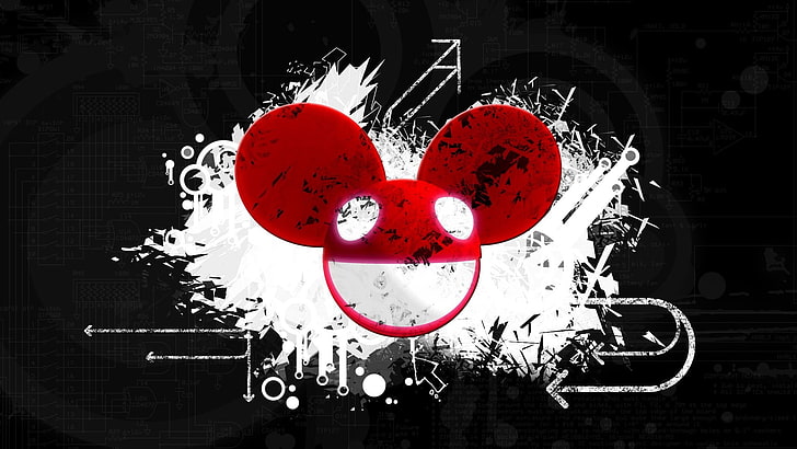 red and white illustration, deadmau5, graphics, mouse, light, design, HD wallpaper