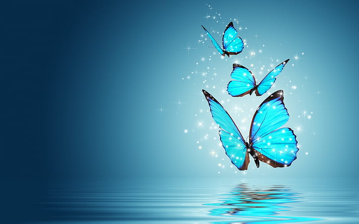 Borboletas azuis, borboleta, borboletas, arte, inspiração de design, HD papel de parede