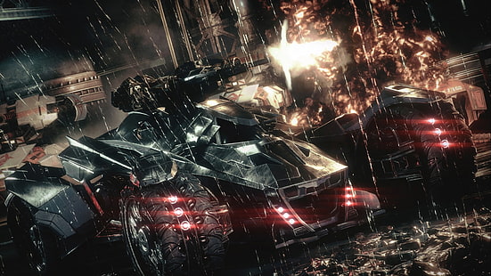 Batman: Arkham Knight, Rocksteady Studios, Batman, Batmobile, Gotham City, videogiochi, Sfondo HD HD wallpaper