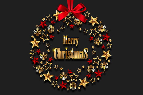 装飾、金、新年、クリスマス、黄金、黒背景、黒、花輪、背景、クリスマス、メリー、 HDデスクトップの壁紙 HD wallpaper
