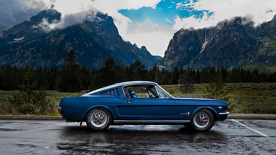 Véhicules, Ford Mustang Fastback, Voiture bleue, Fastback, Ford Mustang, Muscle Car, Fond d'écran HD HD wallpaper