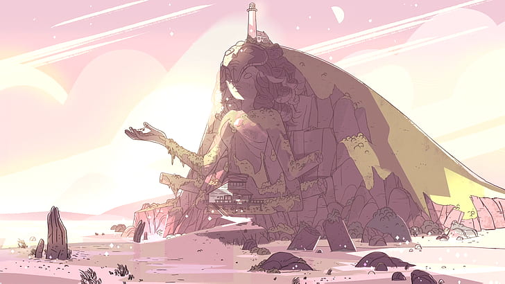 ilustração da montanha de buda, universo Steven, desenhos animados, HD papel de parede