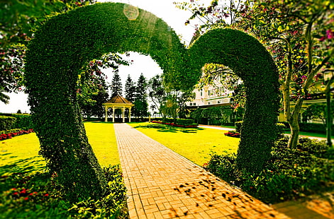 Love Garden, Love, Green, Garden, Tree, Heart, Outdoor, Lightroom, Disneyland, hongkong, HD tapet HD wallpaper