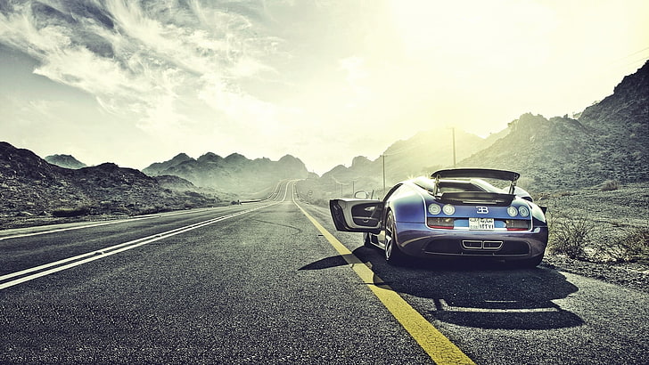 mobil sport biru, Bugatti, Bugatti Veyron Super Sport, mobil, Wallpaper HD