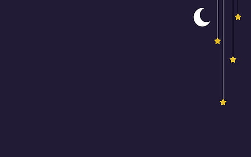 Минимализм, Фиолетовый фон, Звезды, Луна, Узоры, Минимализм, Фиолетовый фон, Звезды, Луна, Узоры, 2560x1600, HD обои HD wallpaper