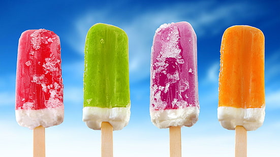 Радужное мороженое, радужное мороженое, оранжевый, фиолетовый, мороженое, зеленый, радуга, 3d и аннотация, HD обои HD wallpaper