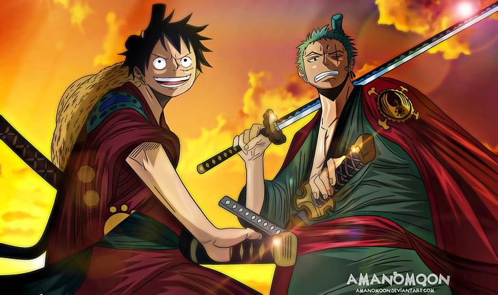 Anime, One Piece, Monkey D. Luffy, Zoro Roronoa, Fondo de pantalla HD