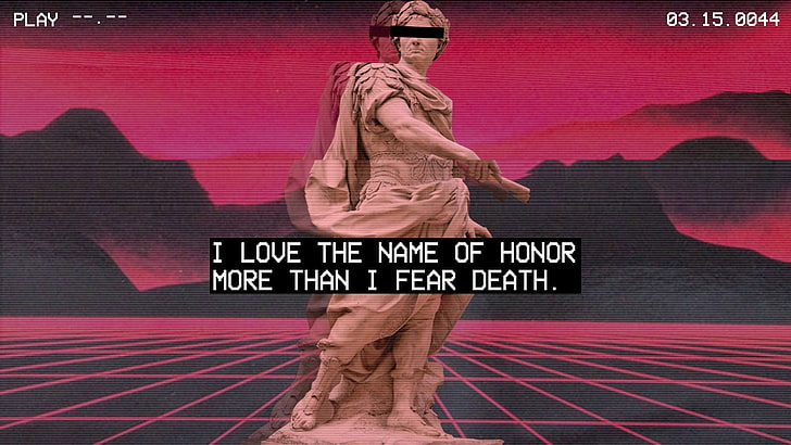 estatua gris con captura de pantalla de superposición de texto, onda de vapor, estatua, romano, griego, Fondo de pantalla HD