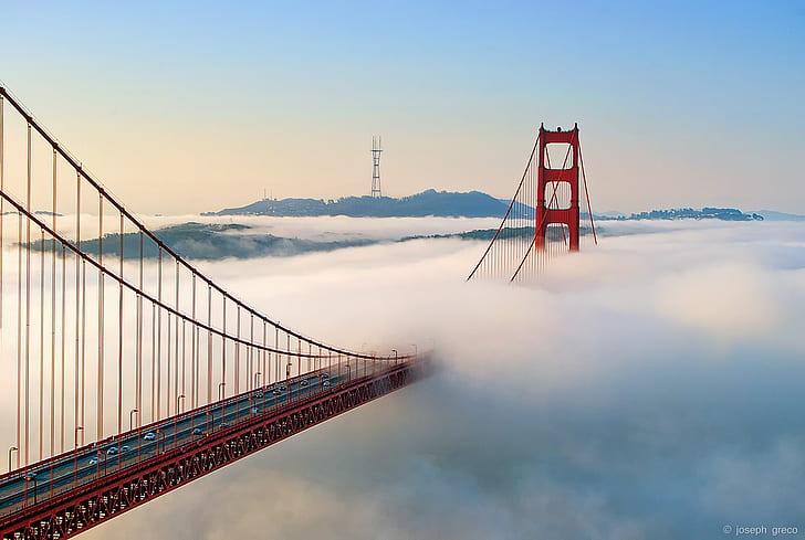 most, USA, most Golden Gate, niebo, Tapety HD