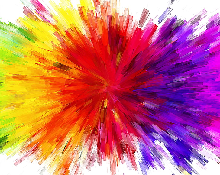 Color Burst Painting HD Wallpaper, red and multicolored abstract painting, Aero, Colorful, Explosion, Lines, Abstract, Color, Design, Light, Fantasy, Wave, Background, Pattern, Structure, movement, bigbang, HD wallpaper