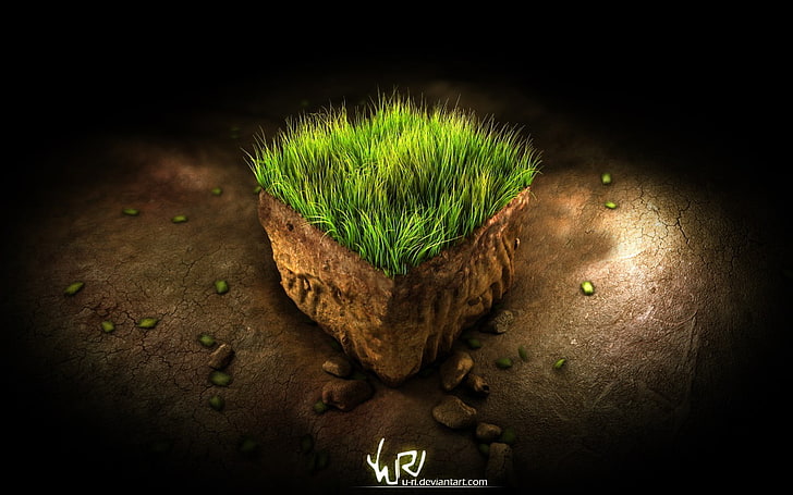 rumput hijau, Minecraft, rumput, tanah, video game, Wallpaper HD