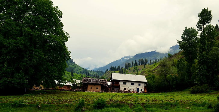 Photography, Landscape, Countryside, Hill, Hut, Kashmir, Mountain, Pakistan, Village, HD wallpaper