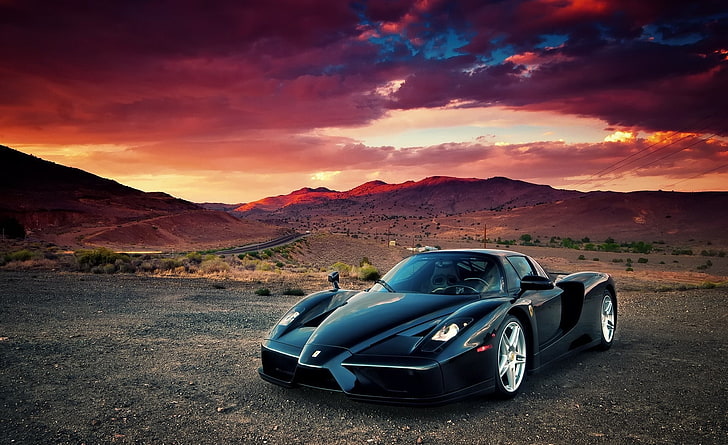Ferrari Enzo, voiture Ferrari noire, voitures, supercars, Fond d'écran HD