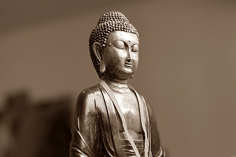 gümüş beton Buda heykeli, buda, meditasyon, doğu, heykelcik, HD masaüstü duvar kağıdı HD wallpaper