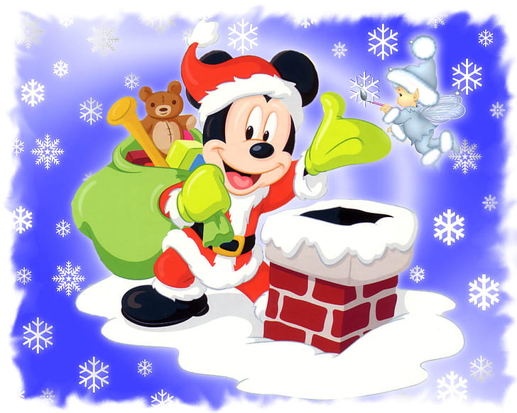 Mickey Mouse Santa, mickey mouse con traje de santa claus, santa, mickey, mouse, Fondo de pantalla HD