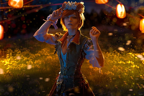 женский игровой персонаж в зеленом топе цифровых обоев, Ведьмак 3: Дикая Охота, Шани, Люмос, HD обои HD wallpaper