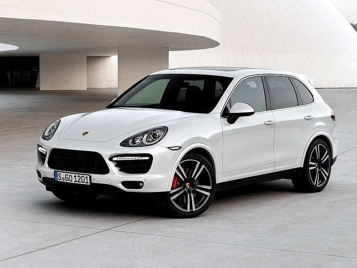 white SUV, Machine, Porsche Cayenne, Car, New, Wallpapers, Beautiful, Wallpaper, 2013, The front, Turbo, Turbo S, HD wallpaper