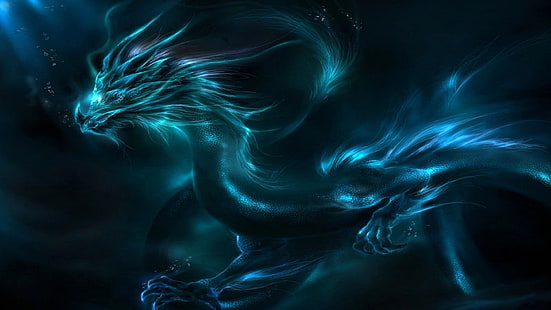 Tapete des blauen Drachen, Drache, HD-Hintergrundbild HD wallpaper