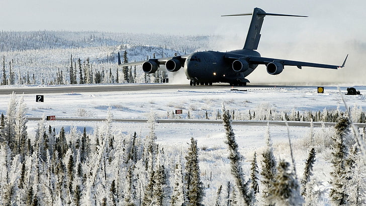 черный самолет, военный, самолет, военный самолет, самолет, Boeing C-17 Globemaster III, Канада, ВВС Канады, HD обои
