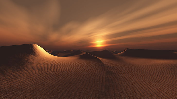 Matahari terbenam di padang pasir, Wallpaper HD