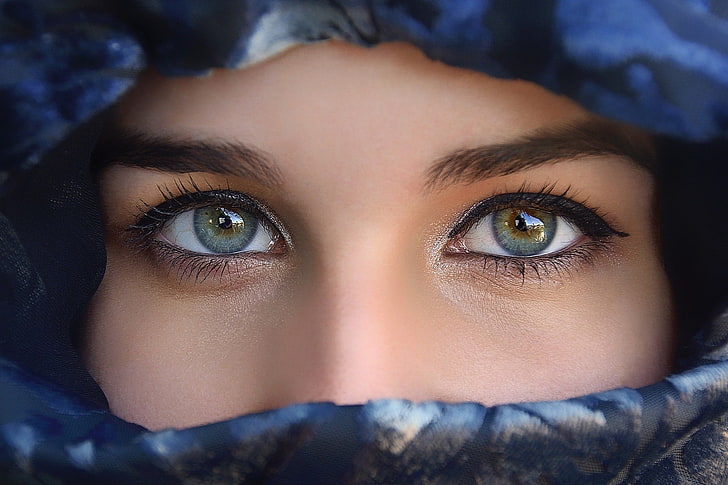 المرأة ، الوجه ، العيون الخضراء ، صورة، خلفية HD