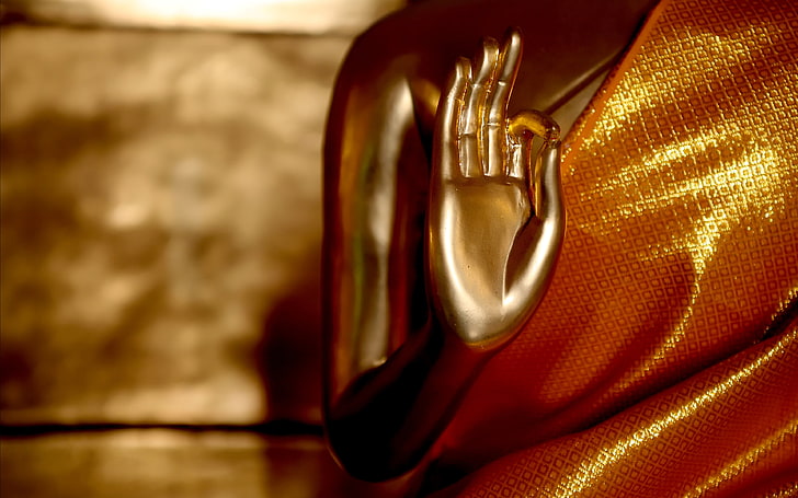 Златната светлина на Буда Гаутама, статуетката на Буда, Бог, Господ Буда, Буда, Господи, HD тапет