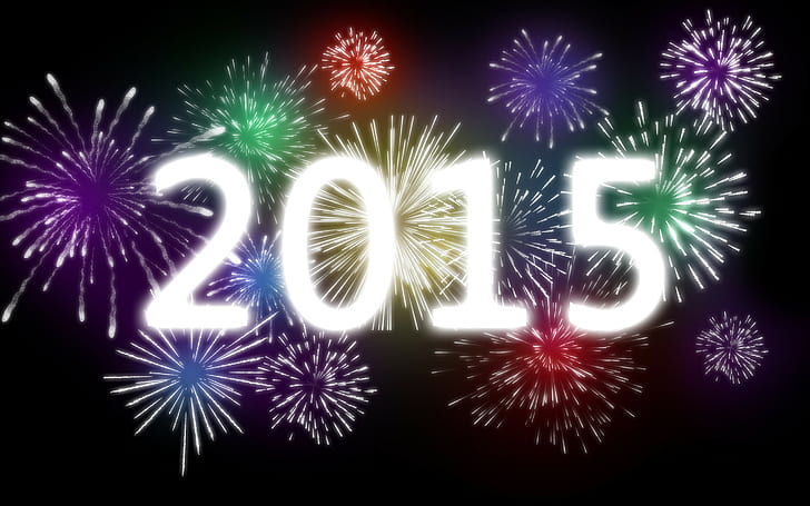 holidays, 2880x1800, new year, Happy New Year Fireworks 2015, ultra hd, HD wallpaper