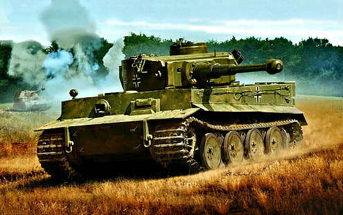 Рисунок, Германия, танк, Пулеметчик, Вторая мировая война, Тигр I, Вторая мировая война, S. Pz.Abt 503, Pz.Kpfw.VI Ausf.E, HD обои HD wallpaper