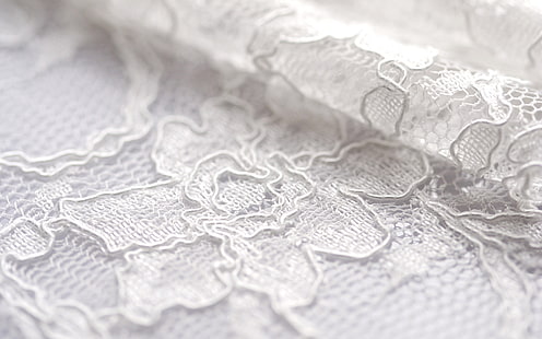 white lace cloth, white, flowers, pattern, fold, fabric, lace, HD wallpaper HD wallpaper