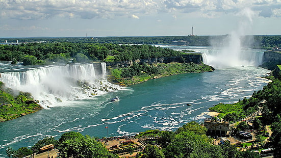American Falls Waterfall en Nueva York Niagara Falls por Drone fondo de pantalla para escritorio 2560 × 1440, Fondo de pantalla HD HD wallpaper