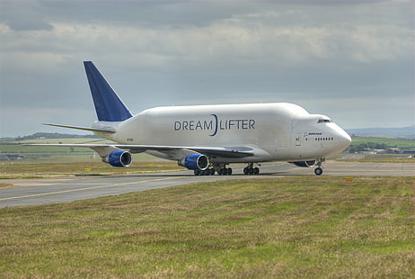 747 400, aerei, aereo di linea, aereo, beluga, boeing, carico, dreamlifter, aereo, cielo, trasporto, Sfondo HD HD wallpaper