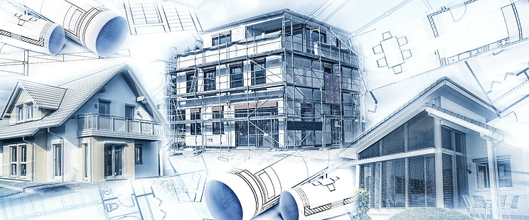 blueprints, architecture, digital art, house, building, HD wallpaper HD wallpaper