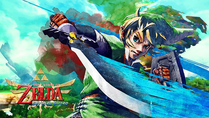 Ilustración de enlace, La leyenda de Zelda, la leyenda de zelda: espada hacia el cielo, Enlace, Espada maestra, Fondo de pantalla HD