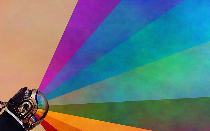 papel pintado a rayas multicolores, arco iris, vector, casco, daft punk, Guy-Manuel de Homem-Christo, Fondo de pantalla HD