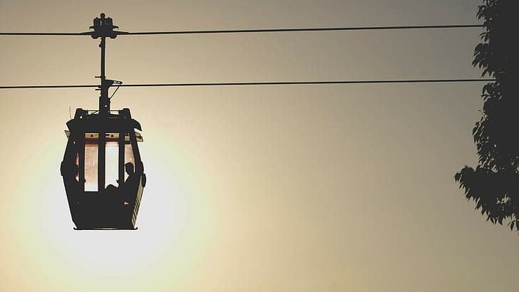 photography, sunset, reading, cable car, HD wallpaper