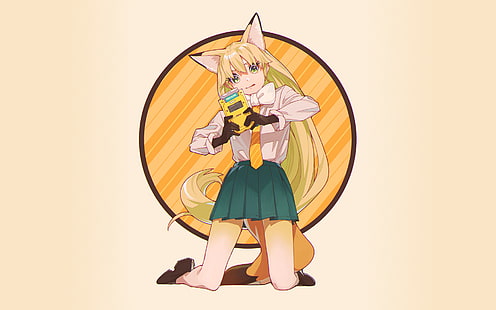Amis de Kemono, renard roux (amis de Kemono), fille de renard, kitsunemimi, anime, oreilles d'animaux, GameBoy, Fond d'écran HD HD wallpaper